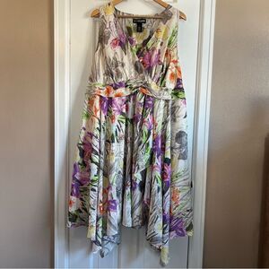 Lane Bryant Floral Metallic Fit and Flare Midi Dress